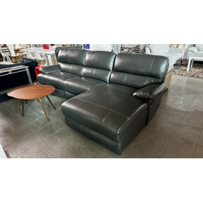 RAWSON LEATHER 2.5 SEATER RECLINER LOUNGE WITH CHAISE - PREMIUM GUNBARREL - RRP$5000 