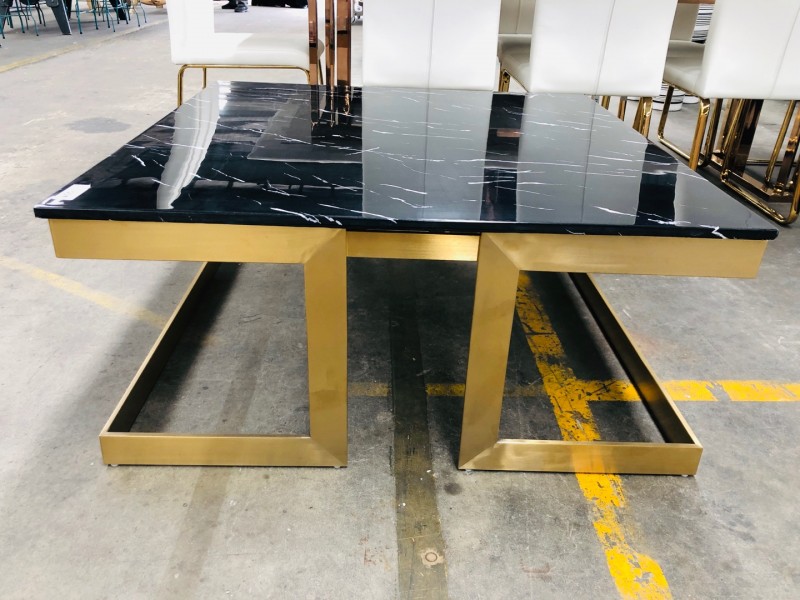 MILAN MARBLE COFFEE TABLE IN BLACK AND GOLD BASE