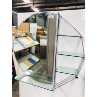 PLASTIC & GLASS BATHROOM SHELF + MIRROR (2 BOXES A SET) #GD130