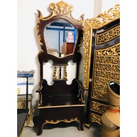 JAVA LARGE ORNATE TIMBER CHAIR WITH MIRROR 