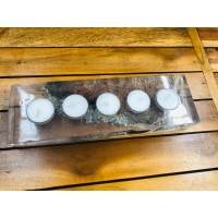 RESIN CANDLE HOLDER - CLEAR - 32X12X8CM 