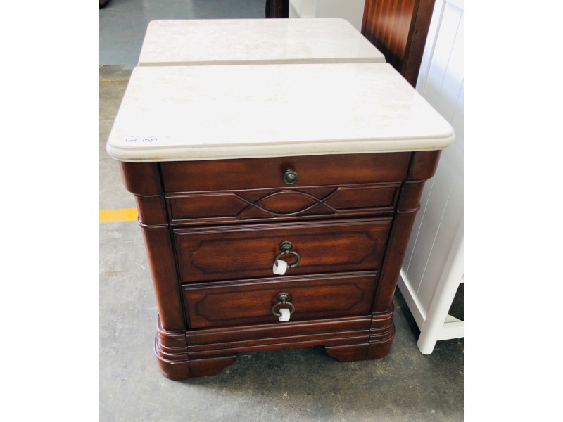 ORLANDO MARBLE TOP BEDSIDE TABLES SOLD AS PAIR