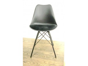 CANU DINING CHAIR - BLACK SEAT WITH BLACK FRAME - NEW (2 CHAIRS PER BOX)