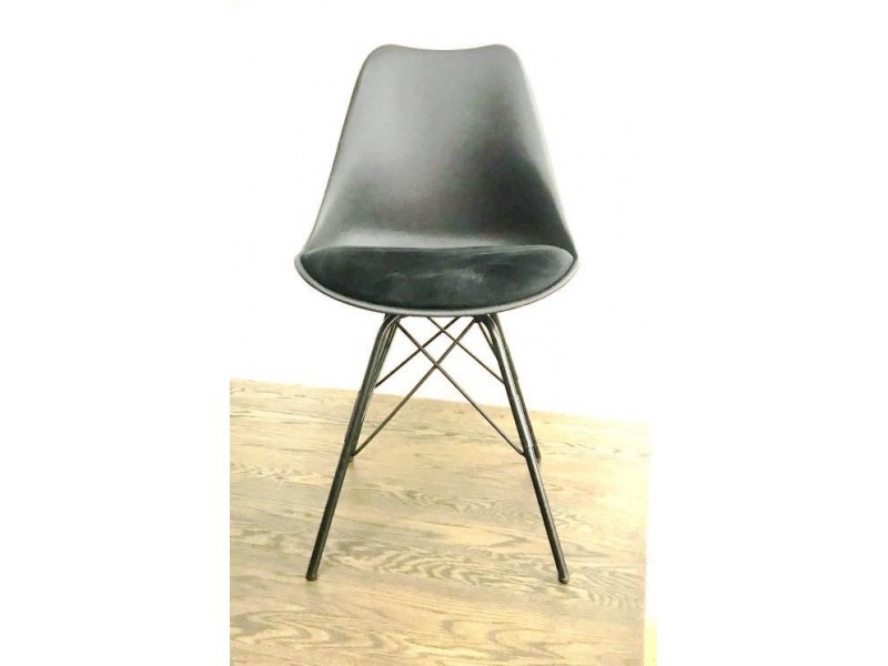 CANU DINING CHAIR - BLACK SEAT WITH BLACK FRAME - NEW (2 CHAIRS PER BOX)