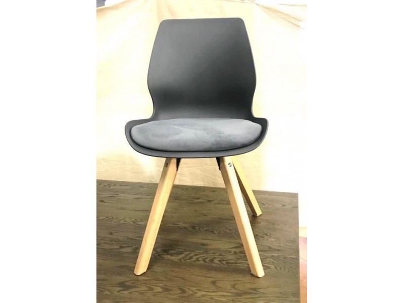 WESTLAKE DINING CHAIR - GREY SEAT WITH NATURAL TIMBER LEGS - NEW (2 CHAIRS PER BOX)