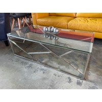 CHELSEA COFFEE TABLE CLEAR GLASS TOP WITH SILVER LEGS