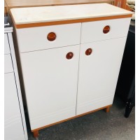 SHOE CABINET WITH MARBLE LOOK TOP 2 DOORS & 2 DRAWERS