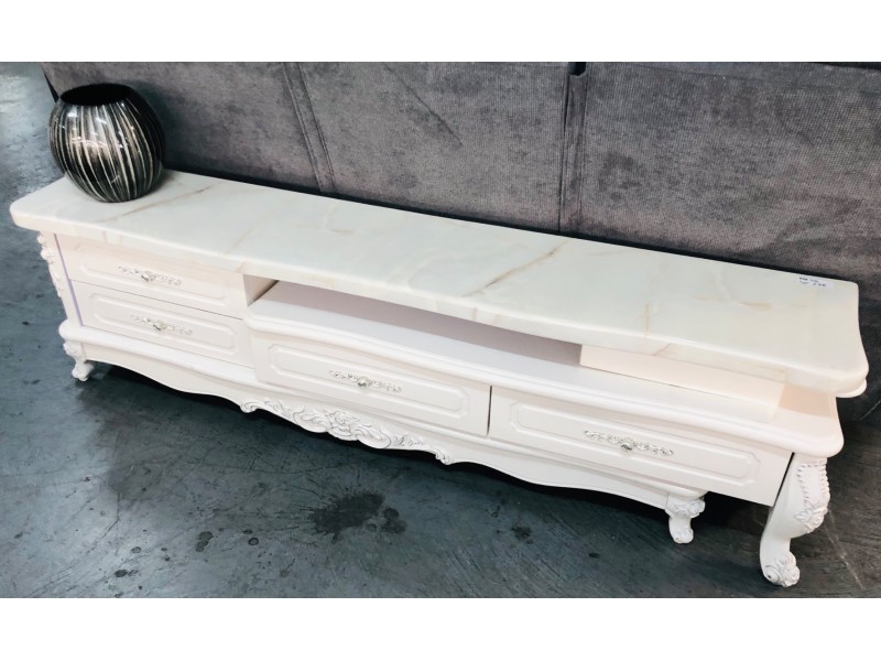 WHITE MARBLE TOP TV STAND