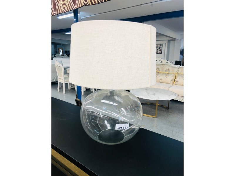 LARGE GLASS LAMP WITH WHITE SHADE