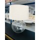 LARGE GLASS LAMP WITH WHITE SHADE