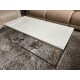 MARION COFFEE TABLE - SILVER STAINLESS STEEL WITH WHITE MARBLE TOP