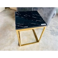 MARION LAMP TABLE - GOLD STAINLESS STEEL WITH BLACK MARBLE TOP