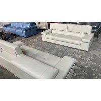 TAYLOR LEATHER LOUNGE SUITE 2 X 3 SEATERS - VILLA PEARL RRP$8150 
