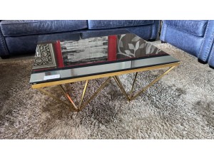 KENSINGTON COFFEE TABLE BLACK GLASS TOP WITH GOLD LEGS