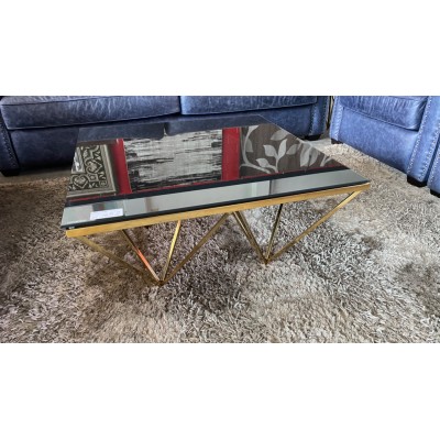 KENSINGTON COFFEE TABLE BLACK GLASS TOP WITH GOLD LEGS