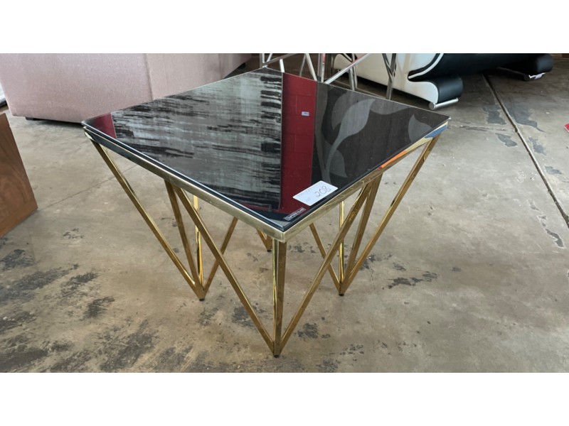 KENSINGTON LAMP TABLE BLACK GLASS TOP WITH GOLD LEGS