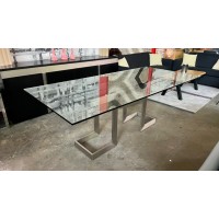 MILAN 2.2M DINING TABLE POLISHED STAINLESS STEEL BASE
