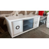 1.2M WHITE GLASS 4 DRAWER 1 DOOR TV UNIT - SOLD AS IS