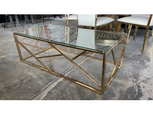 CHELSEA COFFEE TABLE CLEAR GLASS TOP WITH GOLD LEGS