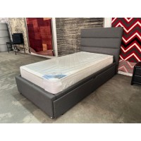 ASCOT GREY FABRIC KING SINGLE BED WITH SINGLE TRUNDLE