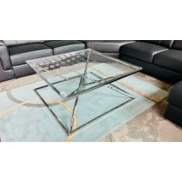PYRAMID DUO COFFEE TABLE CLEAR GLASS & SILVER LEG