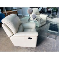 PAIR OF DOVE LEATHER RECLINERS - VILLA PEARL RRP$3900 
