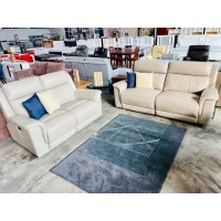 KADE LEATHER LOUNGE SUITE 2.5 SEATER + 2 SEATER ALL ELECTRIC RECLINING - PREMIUM GRIGIO RRP$9680 