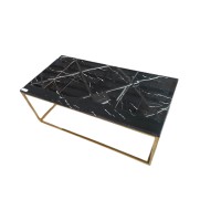 MARION COFFEE TABLE - GOLD STAINLESS STEEL WITH BLACK MARBLE RESIN TOP