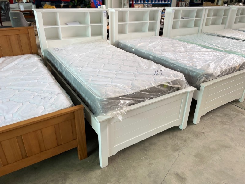 ASHFORD WHITE KING SINGLE BED - FACTORY SECOND