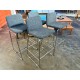 SET OF 4 METAL FRAME BAR STOOLS - GREY FABRIC