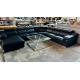 Black Leather corner lounge suite with chaise