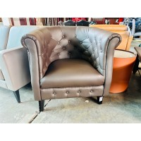 Brown Half leather Tub Chair