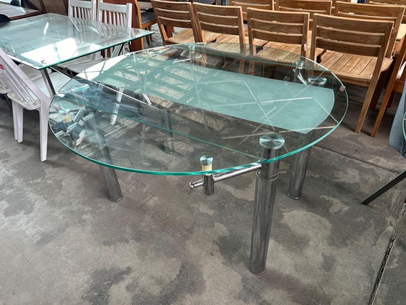 Glass 130cm round extension dining table