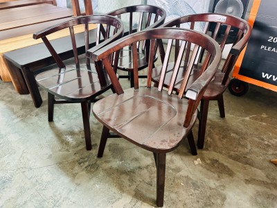 SET OF 4 SOLID TIMBER ROUND BACK DINING CHAIRS - WENGE