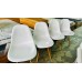 SET OF 4 WHITE POLY WITH TIMBER LEG DINING CHAIRS