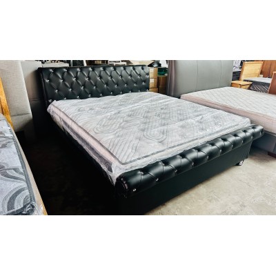 BLACK BONDED LEATHER KING SIZE BED