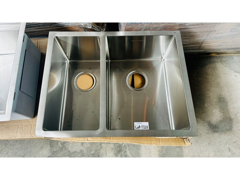 STAINLESS STEEL 1 1/2 BOWL SINK 580X450