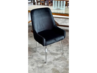 ROYALE DINING CHAIR - BLACK VELVET WITH SILVER LEGS 