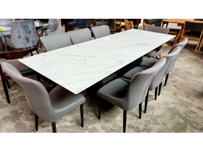 Marble look 9 piece extension Dining suite