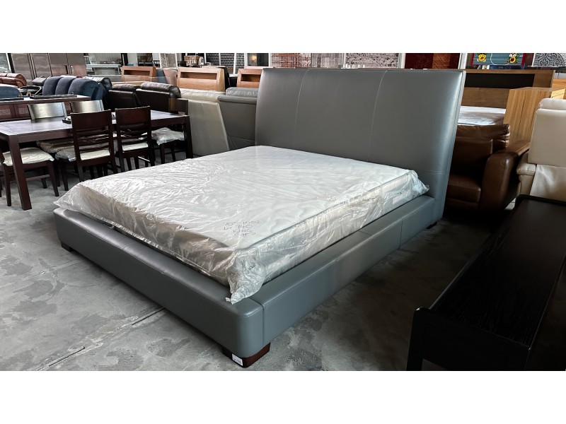LOWEN KING SIZE GENUINE LEATHER BED IN GREY