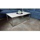 MARION WHITE MARBLE TOP COFFEE TABLE WITH CHROME FRAME