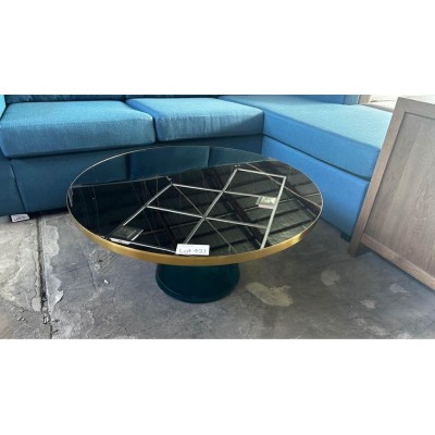BELLE COFFEE TABLE - GOLD WITH DARK BLUE GLASS BASE