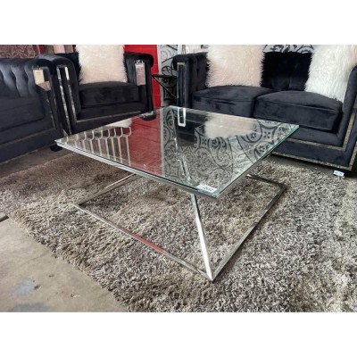 Pyramid duo Coffee table in glass & Chrome 