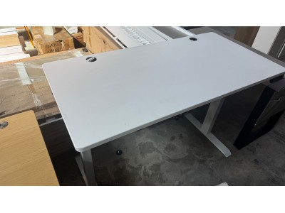 ERGODESK 1.5M RECTANGLE WHITE ELECTRIC STANDING / OFFICE DESK - ADJUSTABLE HEIGHT