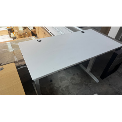 ERGODESK 1.5M RECTANGLE WHITE ELECTRIC STANDING / OFFICE DESK - ADJUSTABLE HEIGHT