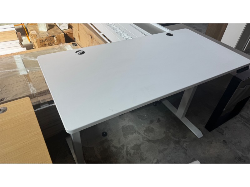 ERGODESK 1.5M RECTANGLE WHITE ELECTRIC STANDING / OFFICE DESK - ADJUSTABLE HEIGHT