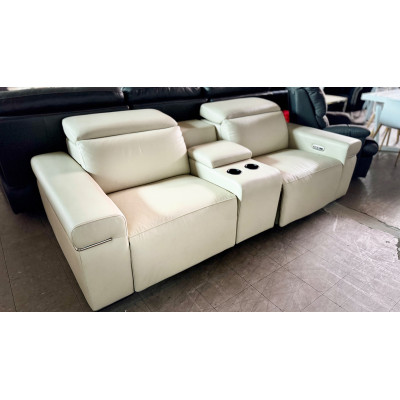 TYRONE LEATHER 2 SEATER HOME THEATRE ELECTRIC RECLINING LOUNGE - RRP$4600