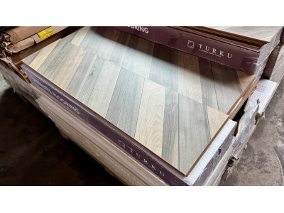 TURKU LAMINATE FLOORING - HERRINGBONE PATTERN- 1217MMX303MMX12MM #TK-112 (3.69SQM PER BOX)