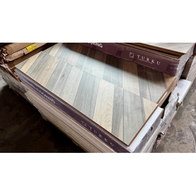 TURKU LAMINATE FLOORING - HERRINGBONE PATTERN- 1217MMX303MMX12MM #TK-112 (3.69SQM PER BOX)