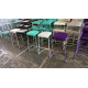 METAL FRAME BAR STOOL WITH VINYL CUSHION AND PVC BASE- 75CM HIGH IN GREEN, WHITE, BLACK & PURPLE